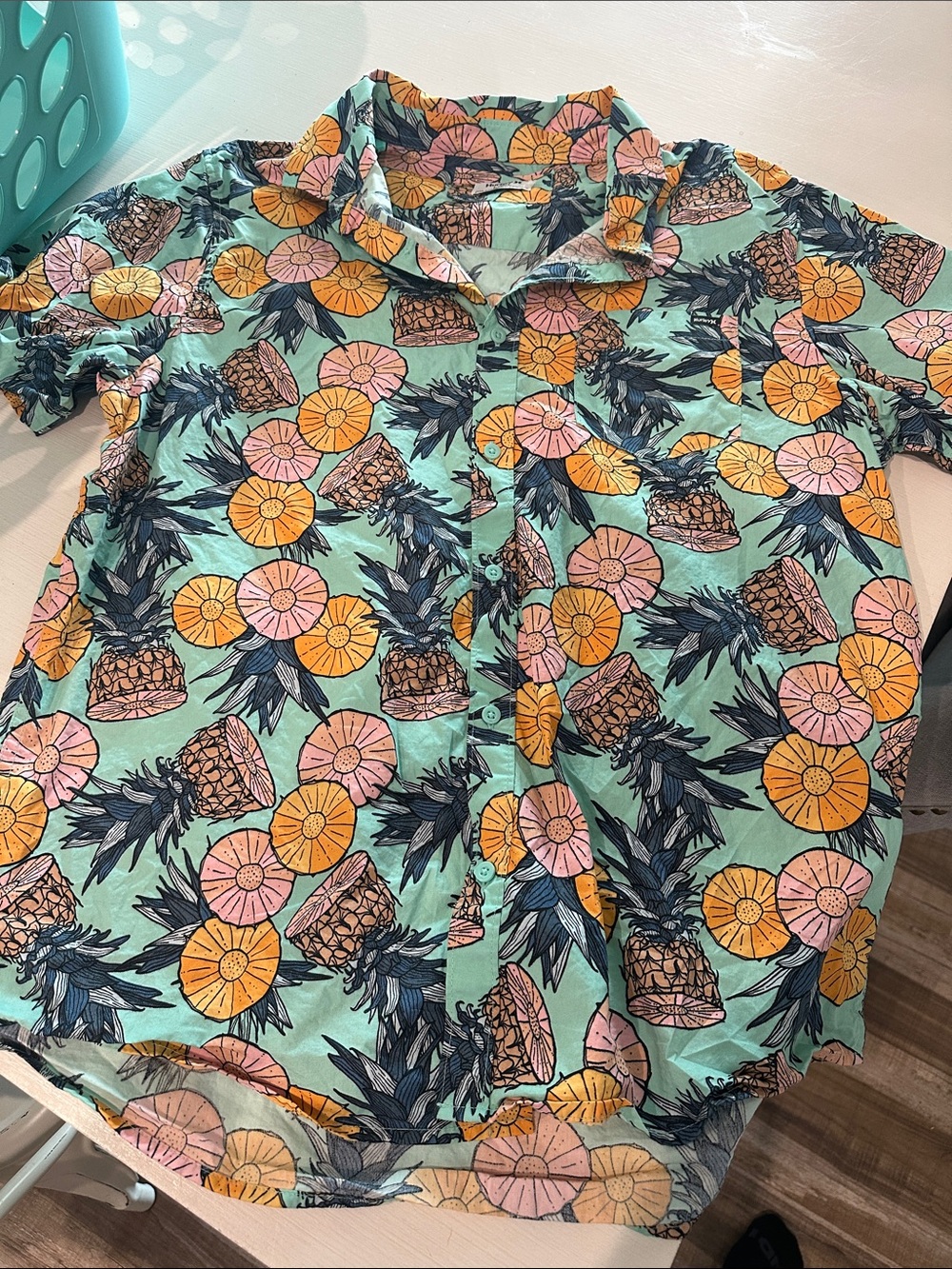 Hurley Mint Green Pineapple Print Button-Down Shirt